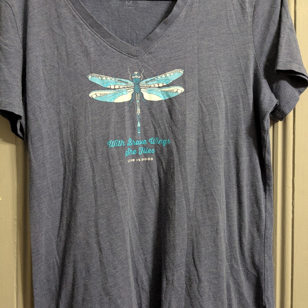 Life Is Good Blue V-Neck T-Shirt